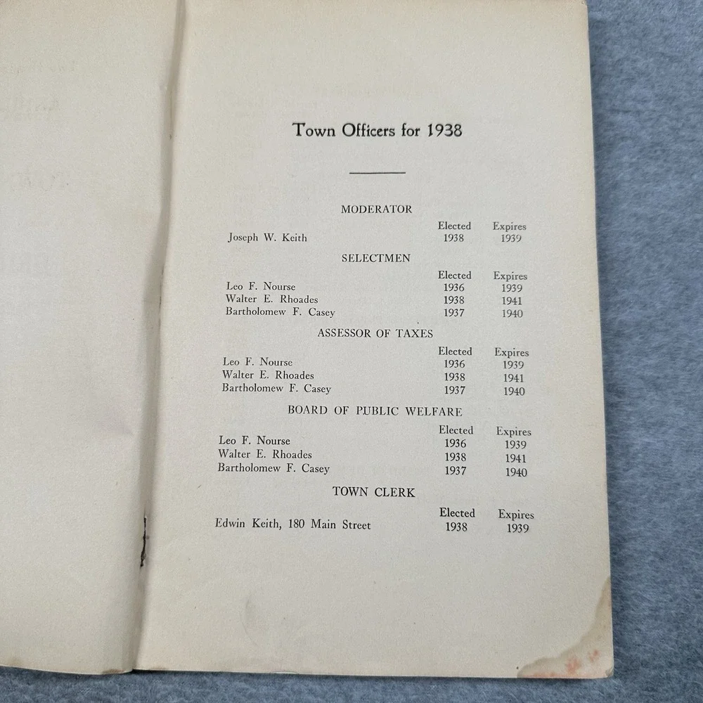 Lot Of 2 Town Reports 1938 1939 Bridgewater MA Some Discoloration 38‎ Ripped Cvr